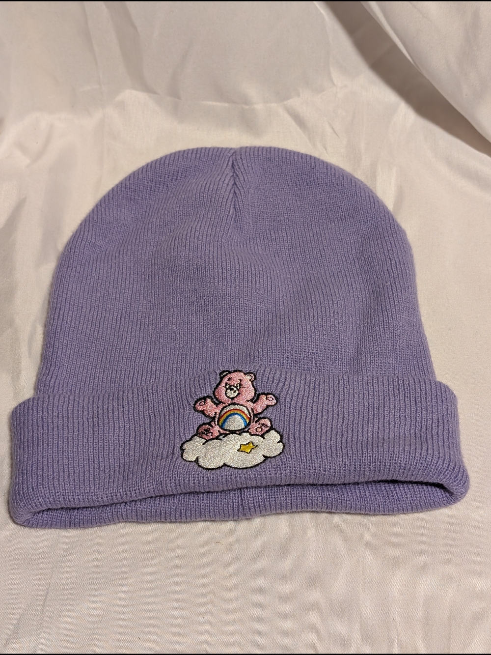 MAD Engine Kids Lavender Beanie with Cheer Bear Patch